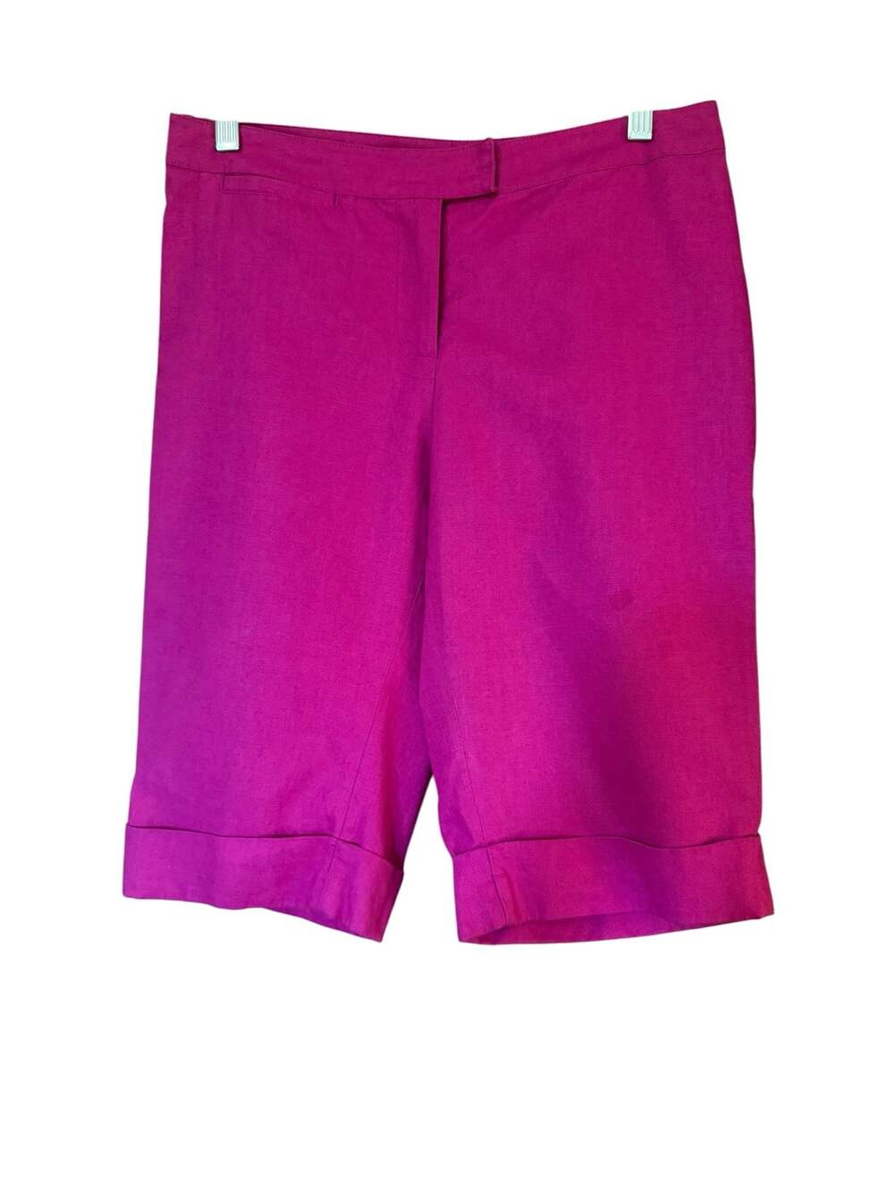 Newport News Women's Fuchsia Linen-Cotton Blend Bermuda Shorts Size 6
